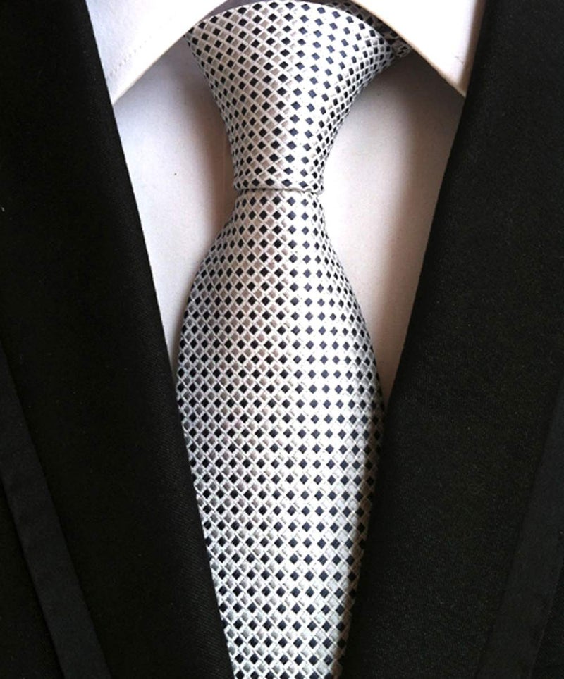 Secdtie Mens Silver Grey Silk Ties Grenadine Texture Formal Thanksgiving Dress Neckties - Image 2